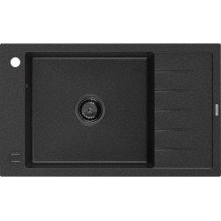 Mexen Elias  konyhai mosogató gránit 1 medence+csepegtetö+ pop up szifon  795 x 480 mm, fekete / króm, szifon  fekete  - 6511791005-73-B 1 medencés 1 medencés 406959 Mexen