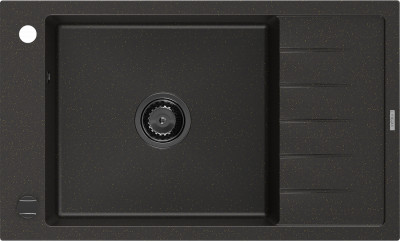 Mexen Elias  konyhai mosogató gránit 1 medence+csepegtetö+ pop up szifon  795 x 480 mm, fekete / arany, szifon  fekete  - 6511791005-75-B 1 medencés