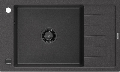 Mexen Elias  konyhai mosogató gránit 1 medence+csepegtetö+ pop up szifon  795 x 480 mm, fekete köhatasu, szifon  fekete  - 6511791005-76-B 1 medencés