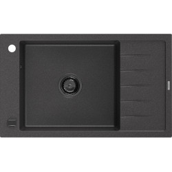 Mexen Elias  konyhai mosogató gránit 1 medence+csepegtetö+ pop up szifon  795 x 480 mm, fekete köhatasu, szifon  fekete  - 6511791005-76-B 1 medencés 1 medencés 406959 Mexen