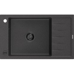 Mexen Elias  konyhai mosogató gránit 1 medence+csepegtetö+ pop up szifon  795 x 480 mm, fekete köhatasu, szifon  fekete  - 6511791005-76-B 1 medencés 1 medencés 406959 Mexen