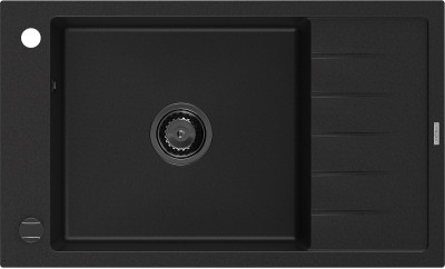 Mexen Elias  konyhai mosogató gránit 1 medence+csepegtetö+ pop up szifon  795 x 480 mm, fekete , szifon  fekete  - 6511791005-77-B 1 medencés