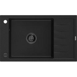 Mexen Elias  konyhai mosogató gránit 1 medence+csepegtetö+ pop up szifon  795 x 480 mm, fekete , szifon  fekete  - 6511791005-77-B 1 medencés 1 medencés 406959 Mexen