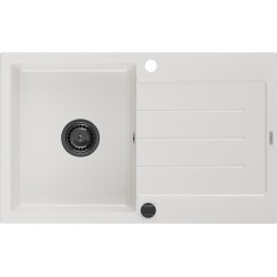 Mexen Bruno  konyhai mosogató gránit 1 medence+csepegtetö+ pop up szifon  795 x 495 mm, fehér , szifon  fekete  - 6513791010-20-B 1 medencés 1 medencés 406959 Mexen