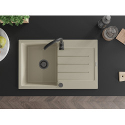 Mexen Bruno  konyhai mosogató gránit 1 medence+csepegtetö+ pop up szifon  795 x 495 mm, beige, szifon  fekete  - 6513791010-69-B 1 medencés 1 medencés 406959 Mexen