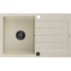 Mexen Bruno  konyhai mosogató gránit 1 medence+csepegtetö+ pop up szifon  795 x 495 mm, beige, szifon  fekete  - 6513791010-69-B 1 medencés 1 medencés 406959 Mexen