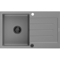 Mexen Bruno  konyhai mosogató gránit 1 medence+csepegtetö+ pop up szifon  795 x 495 mm, szürke , szifon  fekete  - 6513791010-71-B 1 medencés 1 medencés 406959 Mexen