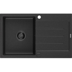 Mexen Bruno  konyhai mosogató gránit 1 medence+csepegtetö+ pop up szifon  795 x 495 mm, fekete / króm, szifon  fekete  - 6513791010-73-B 1 medencés 1 medencés 406959 Mexen