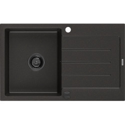 Mexen Bruno  konyhai mosogató gránit 1 medence+csepegtetö+ pop up szifon  795 x 495 mm, fekete / arany, szifon  fekete  - 6513791010-75-B 1 medencés 1 medencés 406959 Mexen