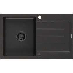 Mexen Bruno  konyhai mosogató gránit 1 medence+csepegtetö+ pop up szifon  795 x 495 mm, fekete / arany, szifon  fekete  - 6513791010-75-B 1 medencés 1 medencés 406959 Mexen