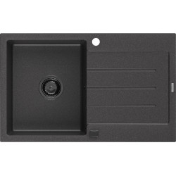 Mexen Bruno  konyhai mosogató gránit 1 medence+csepegtetö+ pop up szifon  795 x 495 mm, fekete köhatasu, szifon  fekete  - 6513791010-76-B 1 medencés 1 medencés 406959 Mexen