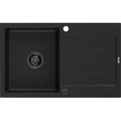 Mexen Bruno  konyhai mosogató gránit 1 medence+csepegtetö+ pop up szifon  795 x 495 mm, fekete , szifon  fekete  - 6513791010-77-B 1 medencés 1 medencés 406959 Mexen