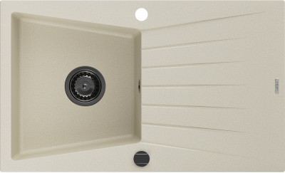 Mexen Cesar  konyhai mosogató gránit 1 medence+csepegtetö+ pop up szifon  775 x 470 mm, beige, szifon  fekete  - 6514771010-69-B 1 medencés