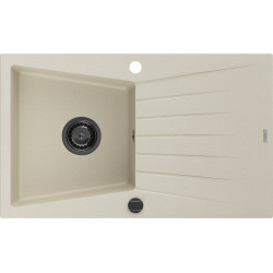 Mexen Cesar  konyhai mosogató gránit 1 medence+csepegtetö+ pop up szifon  775 x 470 mm, beige, szifon  fekete  - 6514771010-69-B 1 medencés 1 medencés 406959 Mexen