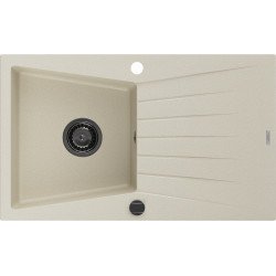 Mexen Cesar  konyhai mosogató gránit 1 medence+csepegtetö+ pop up szifon  775 x 470 mm, beige, szifon  fekete  - 6514771010-69-B 1 medencés 1 medencés 406959 Mexen