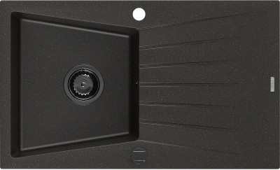 Mexen Cesar  konyhai mosogató gránit 1 medence+csepegtetö+ pop up szifon  775 x 470 mm, fekete / arany, szifon  fekete  - 6514771010-75-B 1 medencés