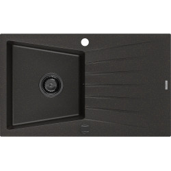 Mexen Cesar  konyhai mosogató gránit 1 medence+csepegtetö+ pop up szifon  775 x 470 mm, fekete / arany, szifon  fekete  - 6514771010-75-B 1 medencés 1 medencés 406959 Mexen
