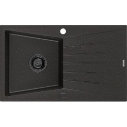 Mexen Cesar  konyhai mosogató gránit 1 medence+csepegtetö+ pop up szifon  775 x 470 mm, fekete / arany, szifon  fekete  - 6514771010-75-B 1 medencés 1 medencés 406959 Mexen