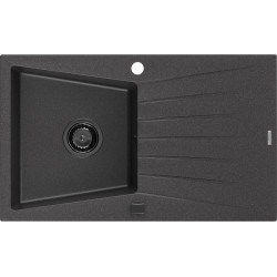 Mexen Cesar  konyhai mosogató gránit 1 medence+csepegtetö+ pop up szifon  775 x 470 mm, fekete köhatasu, szifon  fekete  - 6514771010-76-B 1 medencés 1 medencés 406959 Mexen