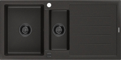 Mexen Andres  konyhai mosogató gránit 1,5 medence+csepegtetö+ pop up szifon  1000 x 500 mm fekete / arany, szifon  fekete  - 6515101510-75-B 1,5 medencés
