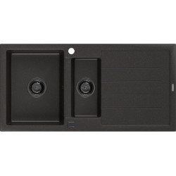 Mexen Andres  konyhai mosogató gránit 1,5 medence+csepegtetö+ pop up szifon  1000 x 500 mm fekete / arany, szifon  fekete  - 6515101510-75-B 1,5 medencés 1,5 medencés 406959 Mexen