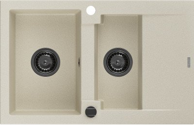 Mexen Gaspar  konyhai mosogató gránit 1,5 medence+csepegtetö+ pop up szifon  737 x 475 mm, beige, szifon  fekete  - 6507731505-69-B 1,5 medencés