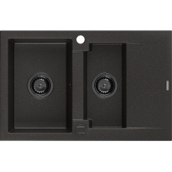 Mexen Gaspar  konyhai mosogató gránit 1,5 medence+csepegtetö+ pop up szifon  737 x 475 mm, fekete / arany, szifon  fekete  - 6507731505-75-B 1,5 medencés 1,5 medencés 406959 Mexen