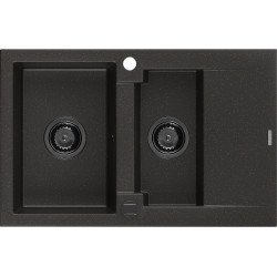 Mexen Gaspar  konyhai mosogató gránit 1,5 medence+csepegtetö+ pop up szifon  737 x 475 mm, fekete / arany, szifon  fekete  - 6507731505-75-B 1,5 medencés 1,5 medencés 406959 Mexen