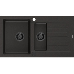Mexen Matias  konyhai mosogató gránit 1,5 medence+csepegtetö+ pop up szifon  900 x 505 mm, fekete / arany, szifon  fekete  - 6502901505-75-B 1,5 medencés 1,5 medencés 406959 Mexen