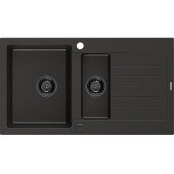 Mexen Matias  konyhai mosogató gránit 1,5 medence+csepegtetö+ pop up szifon  900 x 505 mm, fekete / arany, szifon  fekete  - 6502901505-75-B 1,5 medencés 1,5 medencés 406959 Mexen