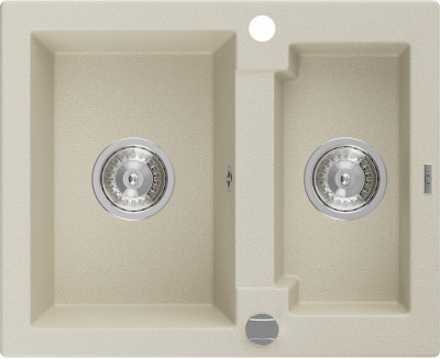 Mexen Carlos  konyhai mosogató gránit 1,5  medence+ pop up szifon 582 x 475 mm, beige, szifon   króm - 6518581500-69 1,5 medencés