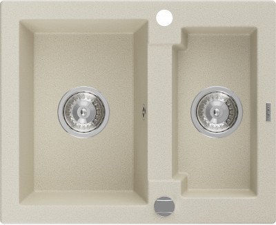 Mexen Carlos  konyhai mosogató gránit 1,5  medence+ pop up szifon 582 x 475 mm, beige, szifon   króm - 6518581500-69 1,5 medencés