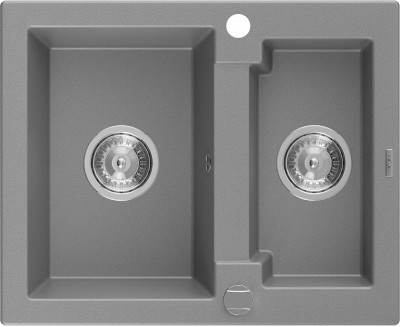 Mexen Carlos  konyhai mosogató gránit 1,5  medence+ pop up szifon 582 x 475 mm, szürke , szifon   króm - 6518581500-71 1,5 medencés