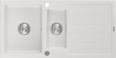 Mexen Andres  konyhai mosogató gránit 1,5 medence+csepegtetö+ pop up szifon  1000 x 500 mm, fehér  - 6515101510-20 1,5 medencés