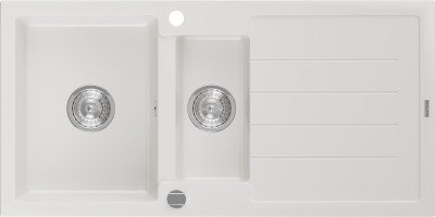 Mexen Andres  konyhai mosogató gránit 1,5 medence+csepegtetö+ pop up szifon  1000 x 500 mm, fehér  - 6515101510-20 1,5 medencés