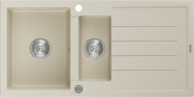Mexen Andres  konyhai mosogató gránit 1,5 medence+csepegtetö+ pop up szifon  1000 x 500 mm, beige - 6515101510-69 1,5 medencés