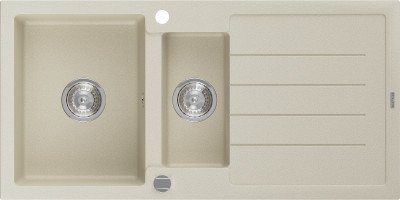 Mexen Andres  konyhai mosogató gránit 1,5 medence+csepegtetö+ pop up szifon  1000 x 500 mm, beige - 6515101510-69 1,5 medencés