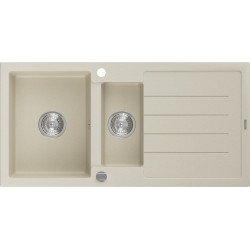 Mexen Andres  konyhai mosogató gránit 1,5 medence+csepegtetö+ pop up szifon  1000 x 500 mm, beige - 6515101510-69 1,5 medencés 1,5 medencés 406959 Mexen