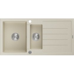Mexen Andres  konyhai mosogató gránit 1,5 medence+csepegtetö+ pop up szifon  1000 x 500 mm, beige - 6515101510-69 1,5 medencés 1,5 medencés 406959 Mexen