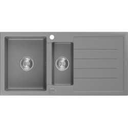 Mexen Andres  konyhai mosogató gránit 1,5 medence+csepegtetö+ pop up szifon  1000 x 500 mm, szürke  - 6515101510-71 1,5 medencés 1,5 medencés 406959 Mexen