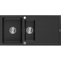 Mexen Andres  konyhai mosogató gránit 1,5 medence+csepegtetö+ pop up szifon  1000 x 500 mm, fekete / króm - 6515101510-73 1,5 medencés 1,5 medencés 406959 Mexen