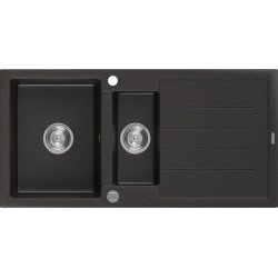 Mexen Andres  konyhai mosogató gránit 1,5 medence+csepegtetö+ pop up szifon  1000 x 500 mm, fekete / arany - 6515101510-75 1,5 medencés 1,5 medencés 406959 Mexen