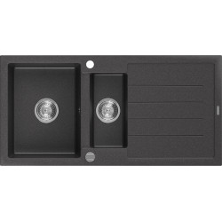 Mexen Andres  konyhai mosogató gránit 1,5 medence+csepegtetö+ pop up szifon  1000 x 500 mm, fekete köhatasu - 6515101510-76 1,5 medencés 1,5 medencés 406959 Mexen