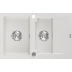 Mexen Gaspar  konyhai mosogató gránit 1,5 medence+csepegtetö+ pop up szifon  737 x 475 mm, fehér  - 6507731505-20 1,5 medencés 1,5 medencés 406959 Mexen