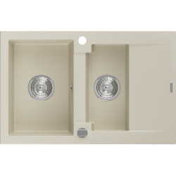 Mexen Gaspar  konyhai mosogató gránit 1,5 medence+csepegtetö+ pop up szifon  737 x 475 mm, beige - 6507731505-69 1,5 medencés 1,5 medencés 406959 Mexen