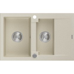 Mexen Gaspar  konyhai mosogató gránit 1,5 medence+csepegtetö+ pop up szifon  737 x 475 mm, beige - 6507731505-69 1,5 medencés 1,5 medencés 406959 Mexen