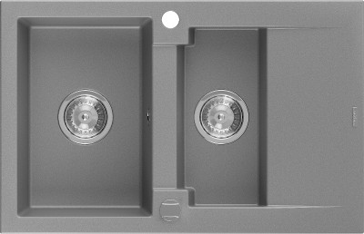 Mexen Gaspar  konyhai mosogató gránit 1,5 medence+csepegtetö+ pop up szifon  737 x 475 mm, szürke - 6507731505-71 1,5 medencés