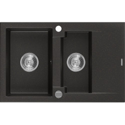 Mexen Gaspar  konyhai mosogató gránit 1,5 medence+csepegtetö+ pop up szifon  737 x 475 mm, fekete / arany - 6507731505-75 1,5 medencés 1,5 medencés 406959 Mexen