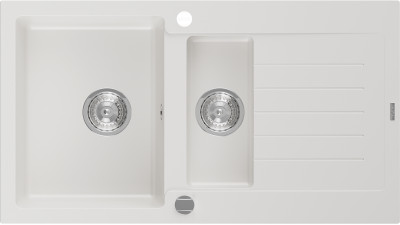 Mexen Matias  konyhai mosogató gránit 1,5 medence+csepegtetö+ pop up szifon  90 x 50,5 cm, fehér  - 6502901505-20 1,5 medencés
