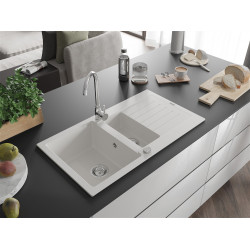 Mexen Matias  konyhai mosogató gránit 1,5 medence+csepegtetö+ pop up szifon  90 x 50,5 cm, fehér  - 6502901505-20 1,5 medencés 1,5 medencés 406959 Mexen